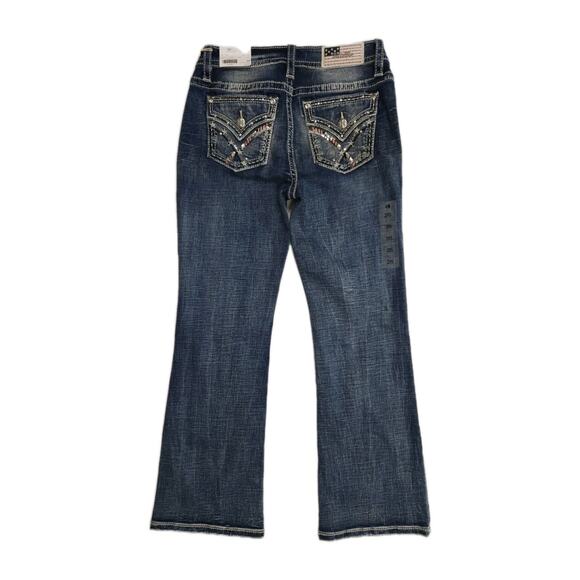 MISS ME Mid Rise Boot Jeans Women's Size 29x30 USA Flag embellished Pockets NWT - Picture 8 of 12